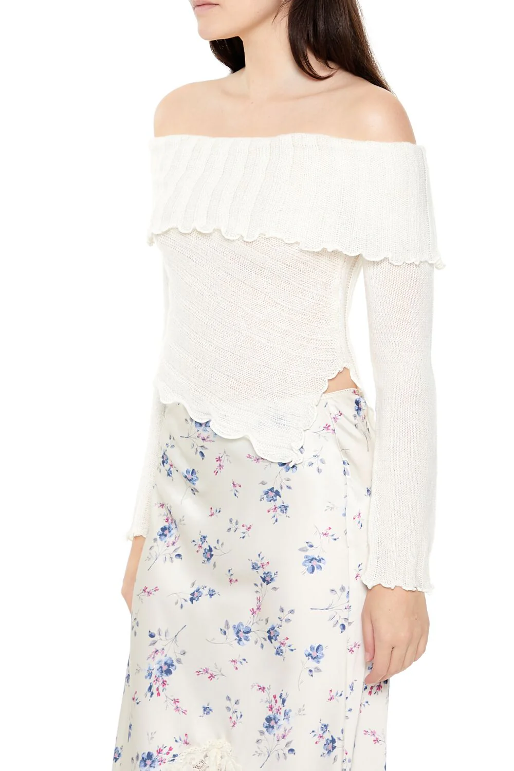 Ribbed Off-the-Shoulder Sweater - Image 4