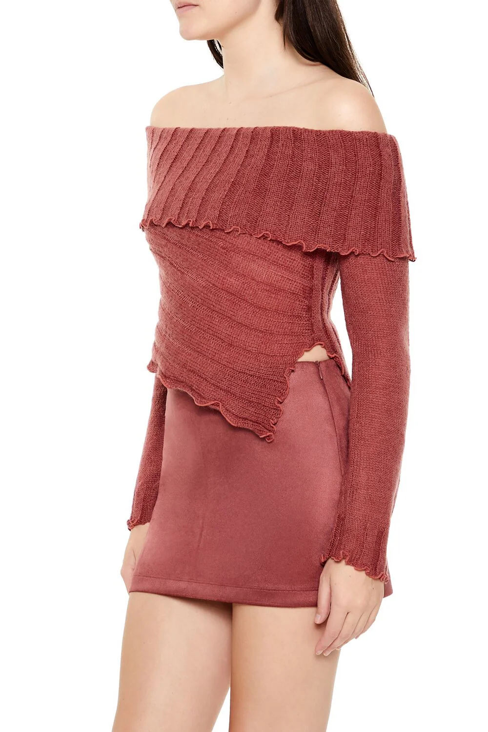 Ribbed Off-the-Shoulder Sweater - Image 9