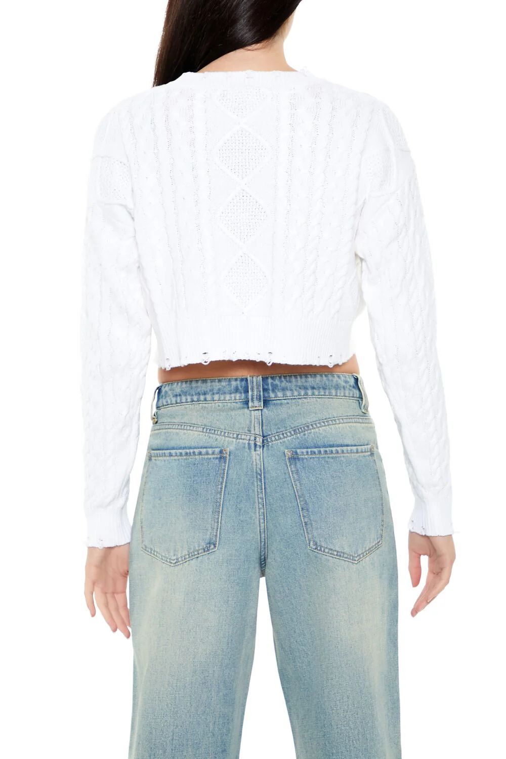 Cropped Cable Knit Sweater - Image 5