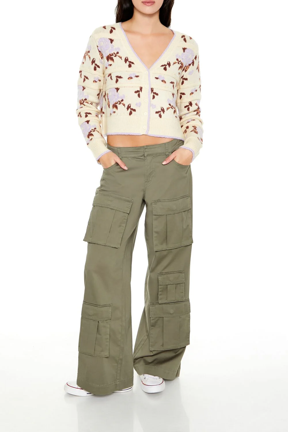 Floral Print Cardigan Sweater - Image 2