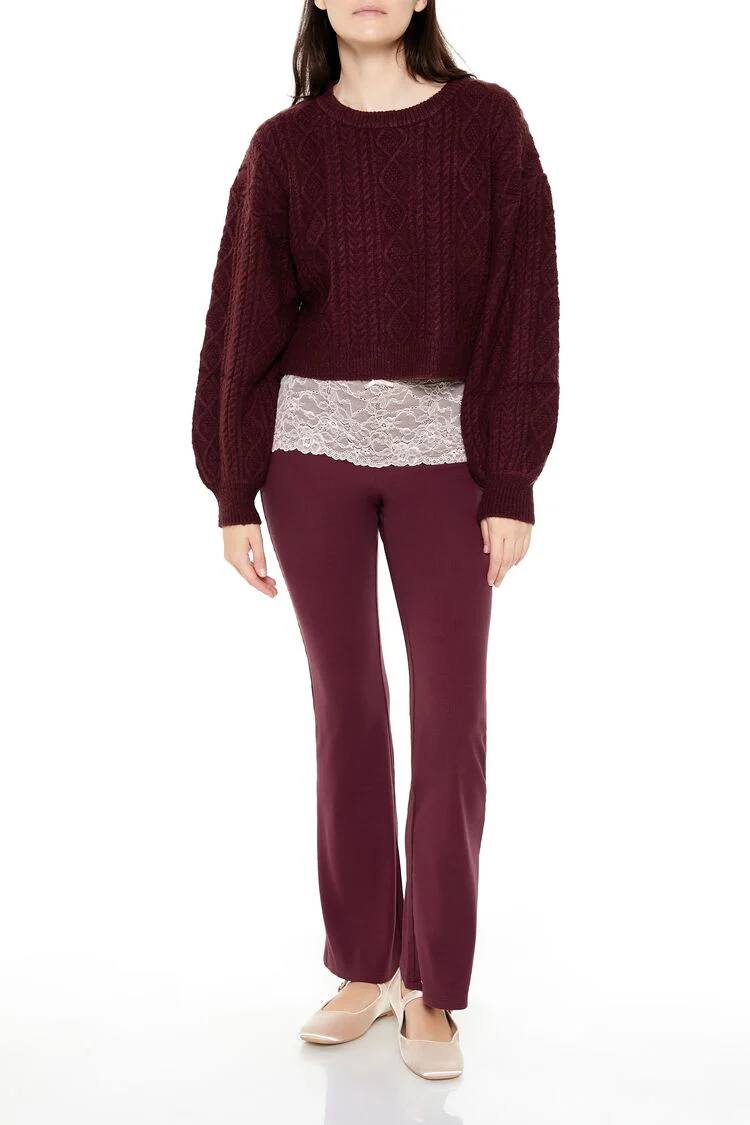 Cropped Cable Knit Sweater - Image 2