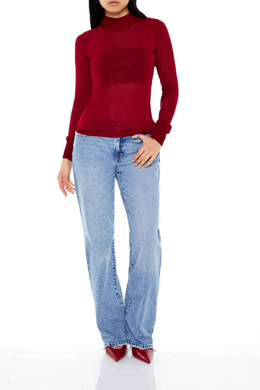 Fitted Mock Neck Sweater - Image 7