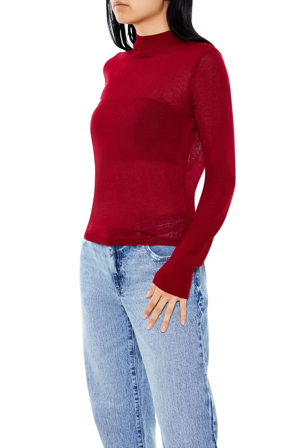Fitted Mock Neck Sweater - Image 9