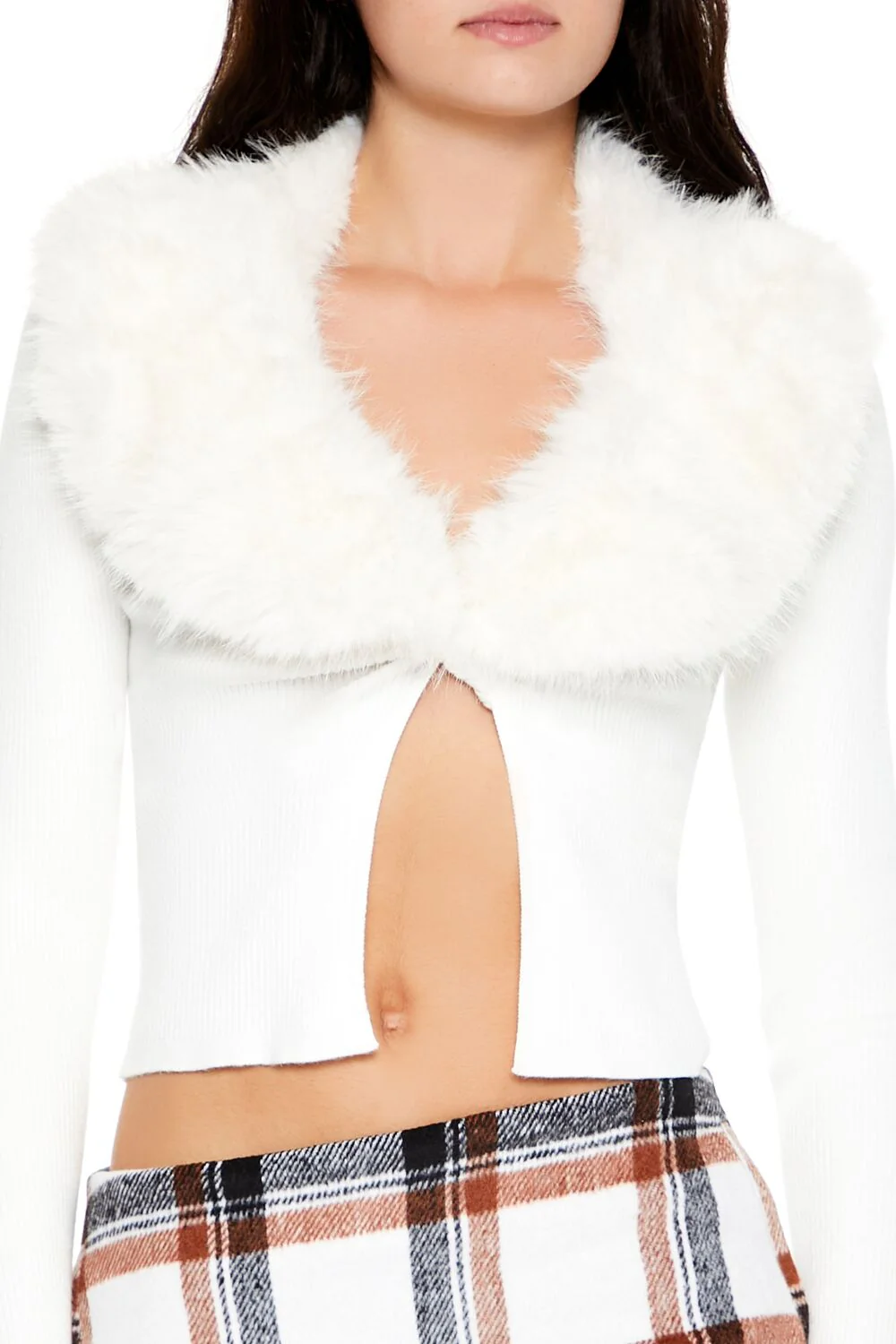 Faux Fur Sweater-Knit Crop Top - Image 3
