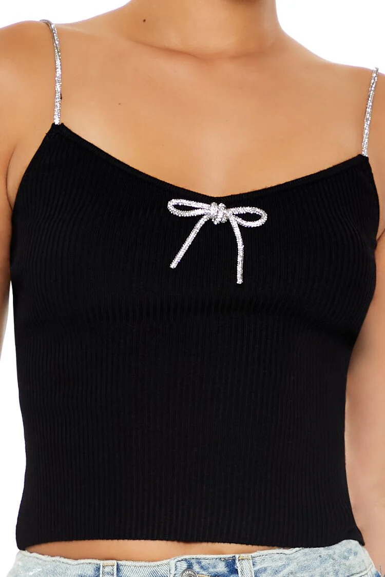 Sweater-Knit Metallic Bow Cami - Image 3