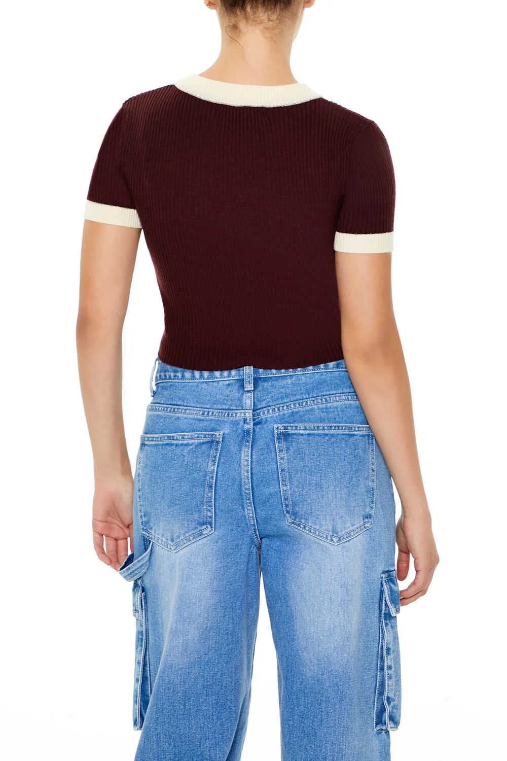 Sweater-Knit Ringer Cropped Tee - Image 10