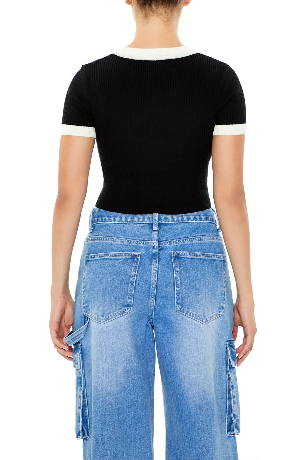 Sweater-Knit Ringer Cropped Tee - Image 5