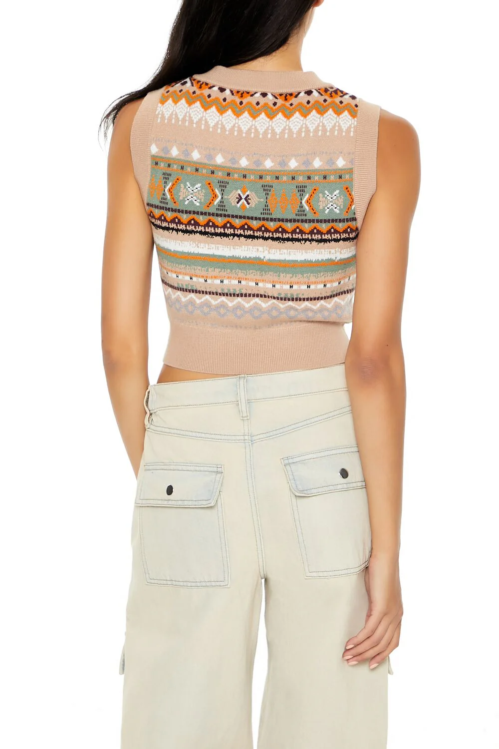 Geo Print Cropped Sweater Vest - Image 5