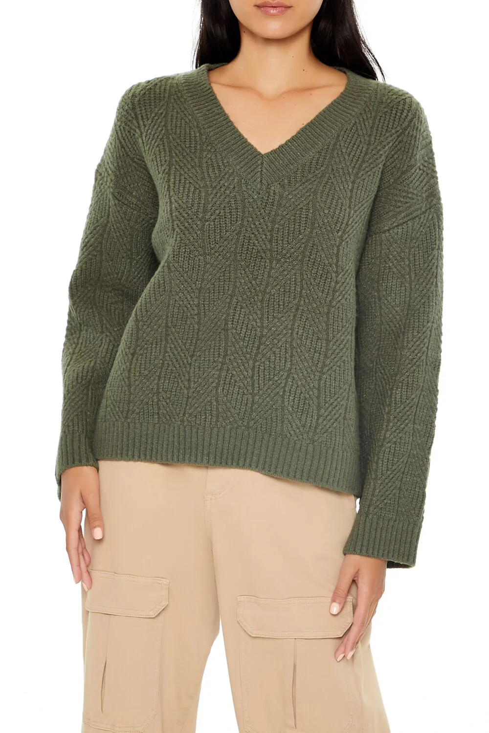 Geo V-Neck Drop-Sleeve Sweater - Image 11