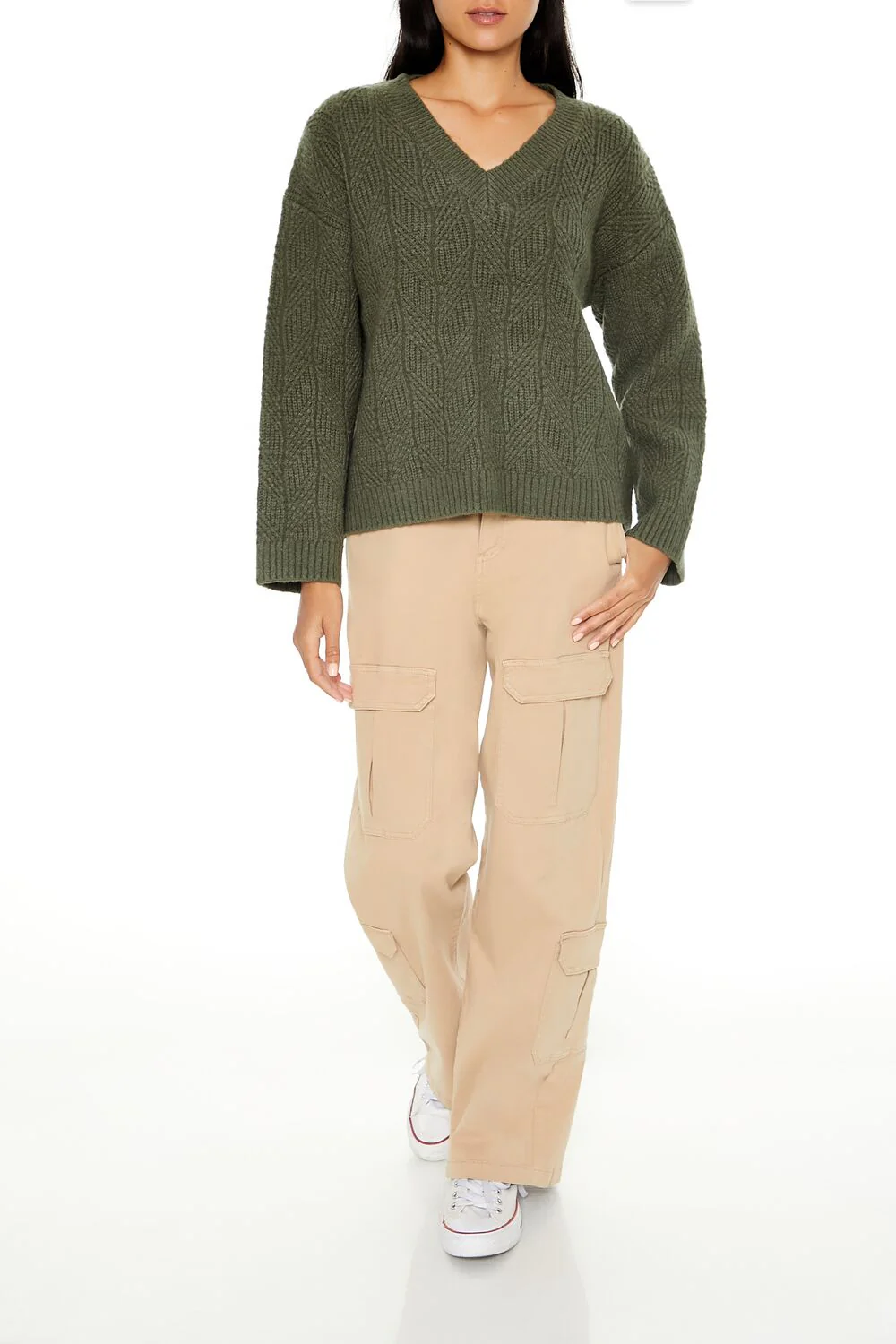 Geo V-Neck Drop-Sleeve Sweater - Image 12