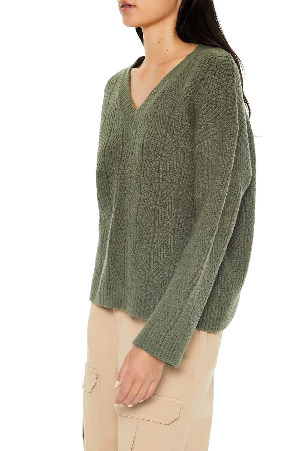 Geo V-Neck Drop-Sleeve Sweater - Image 14
