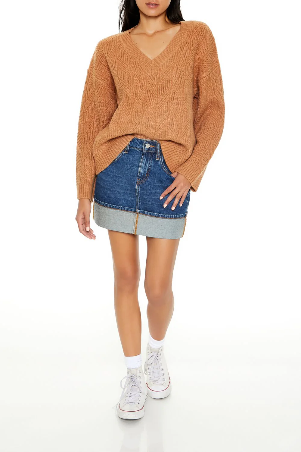 Geo V-Neck Drop-Sleeve Sweater - Image 2