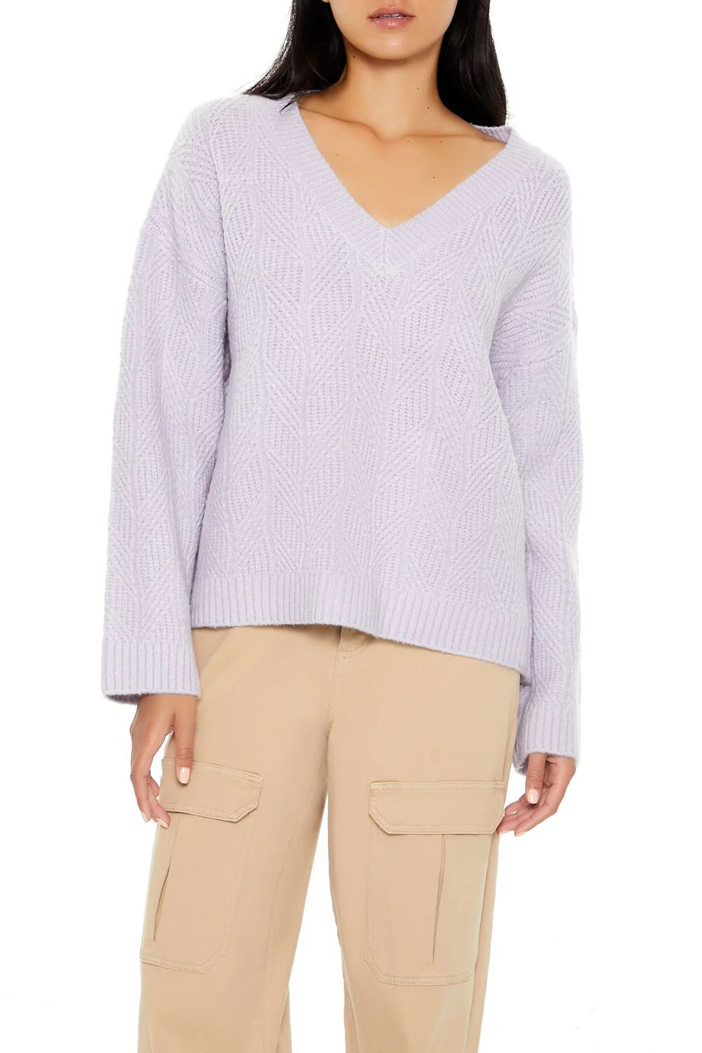 Geo V-Neck Drop-Sleeve Sweater - Image 6