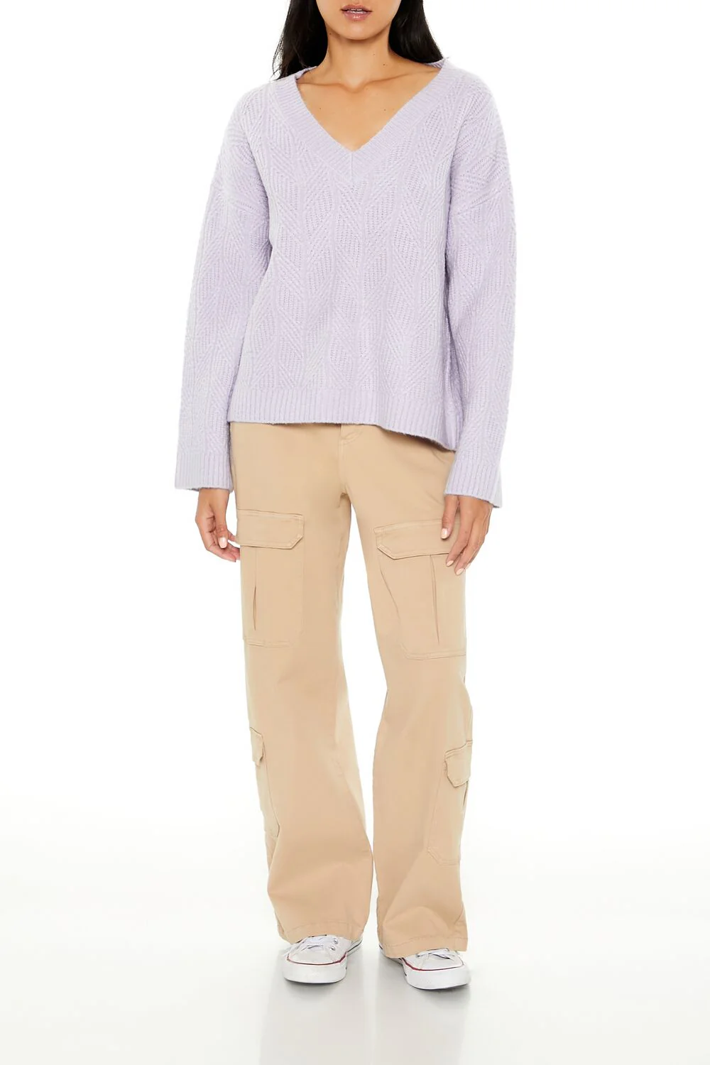 Geo V-Neck Drop-Sleeve Sweater - Image 7