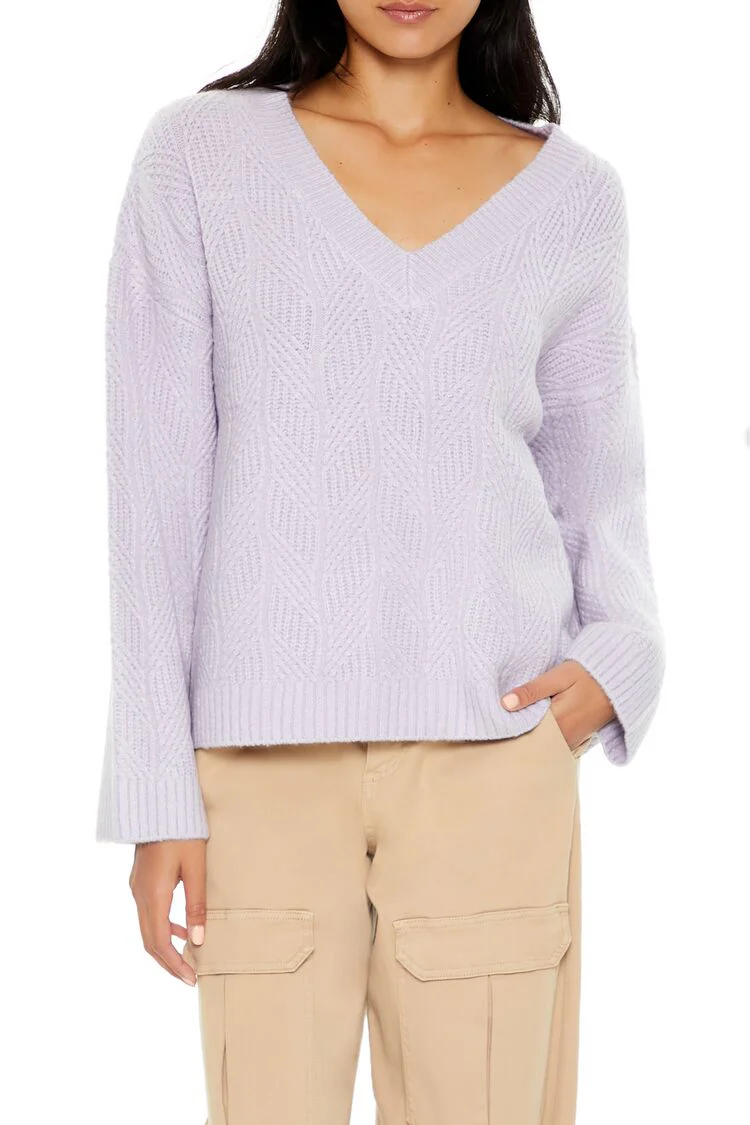 Geo V-Neck Drop-Sleeve Sweater - Image 8