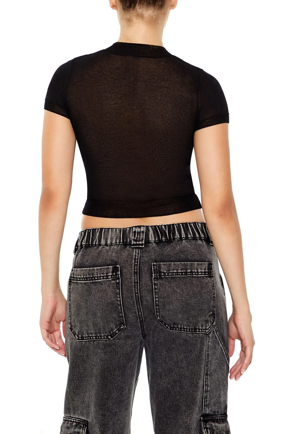 Cropped Sweater-Knit Tee - Image 5