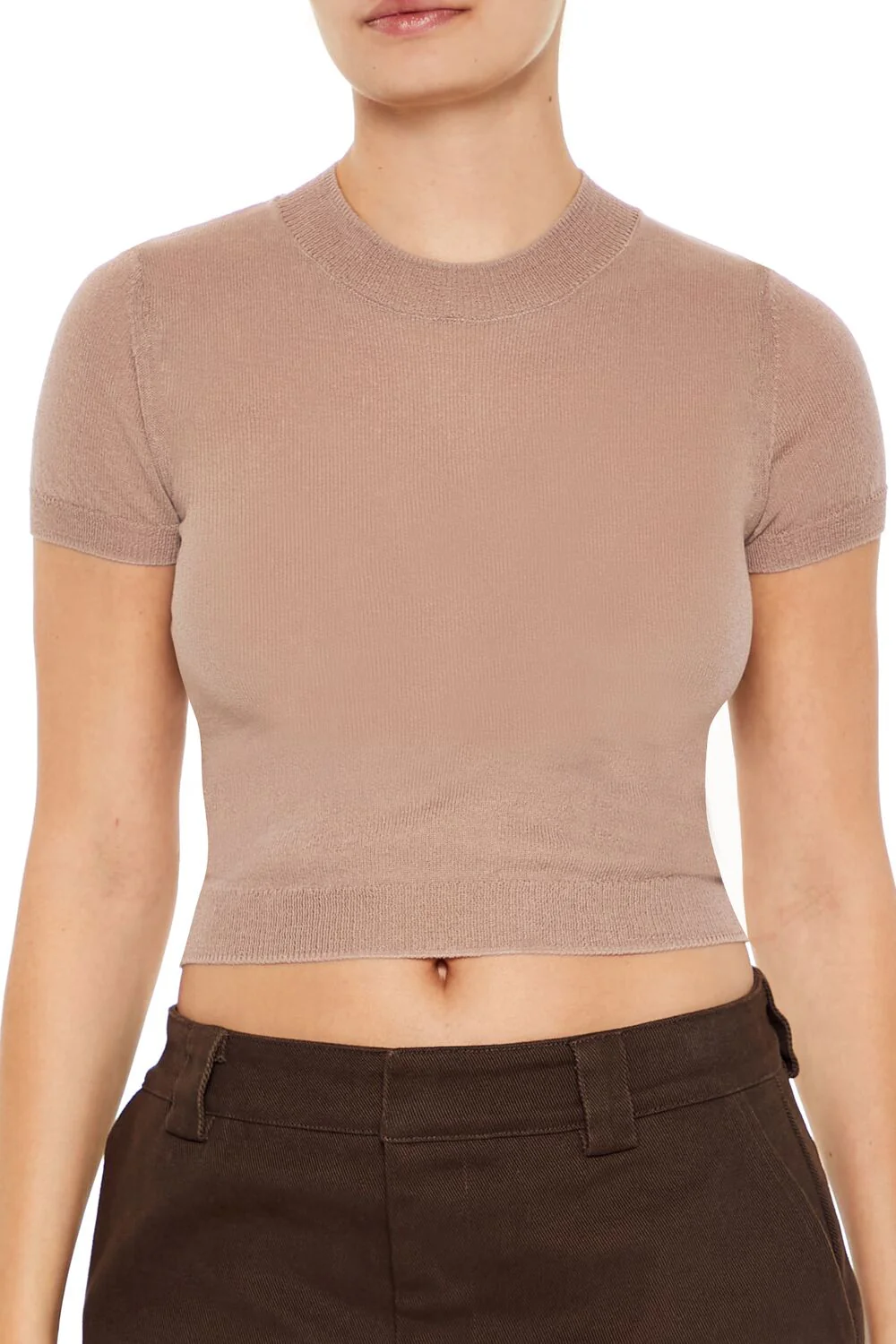 Cropped Sweater-Knit Tee - Image 8