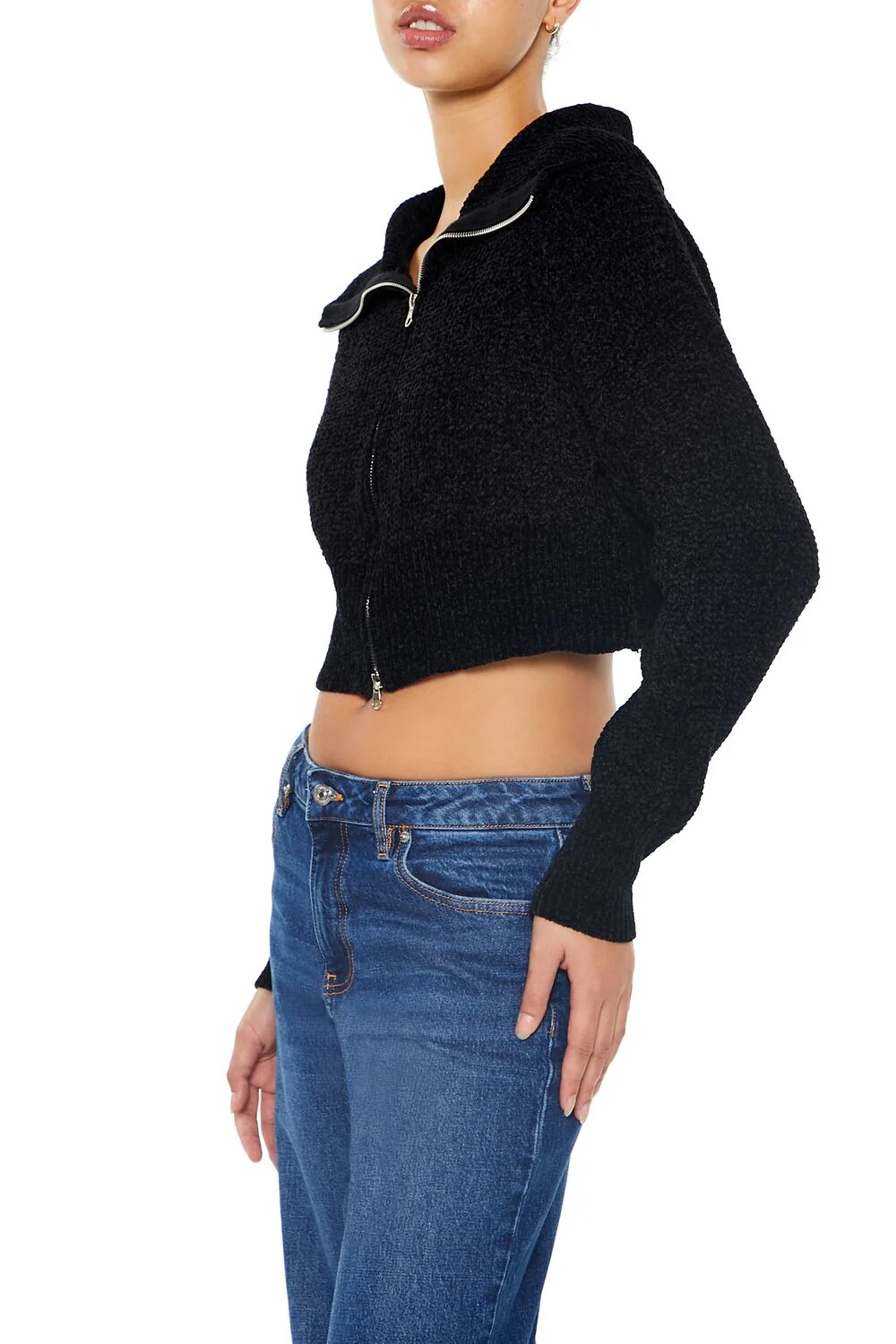 Cropped Zip-Up Sweater - Image 4