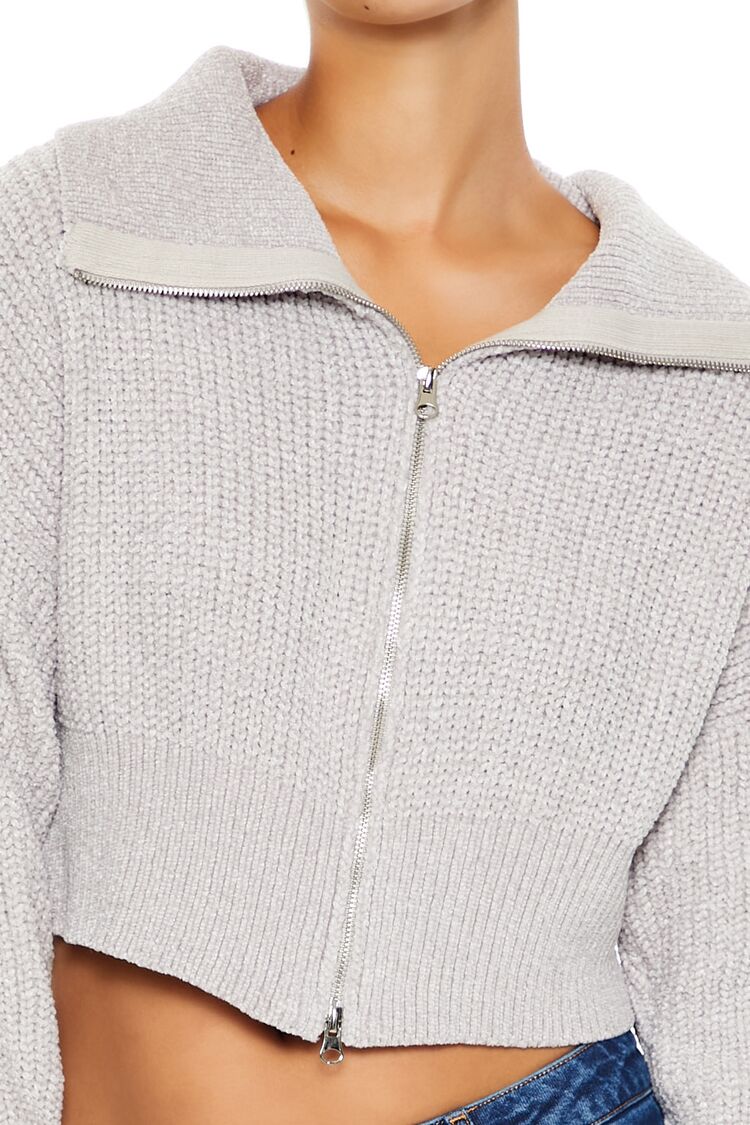 Cropped Zip-Up Sweater - Image 8