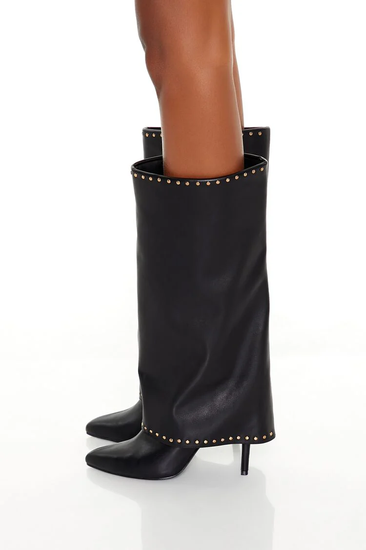 Studded Knee-High Overlay Boots - Image 2