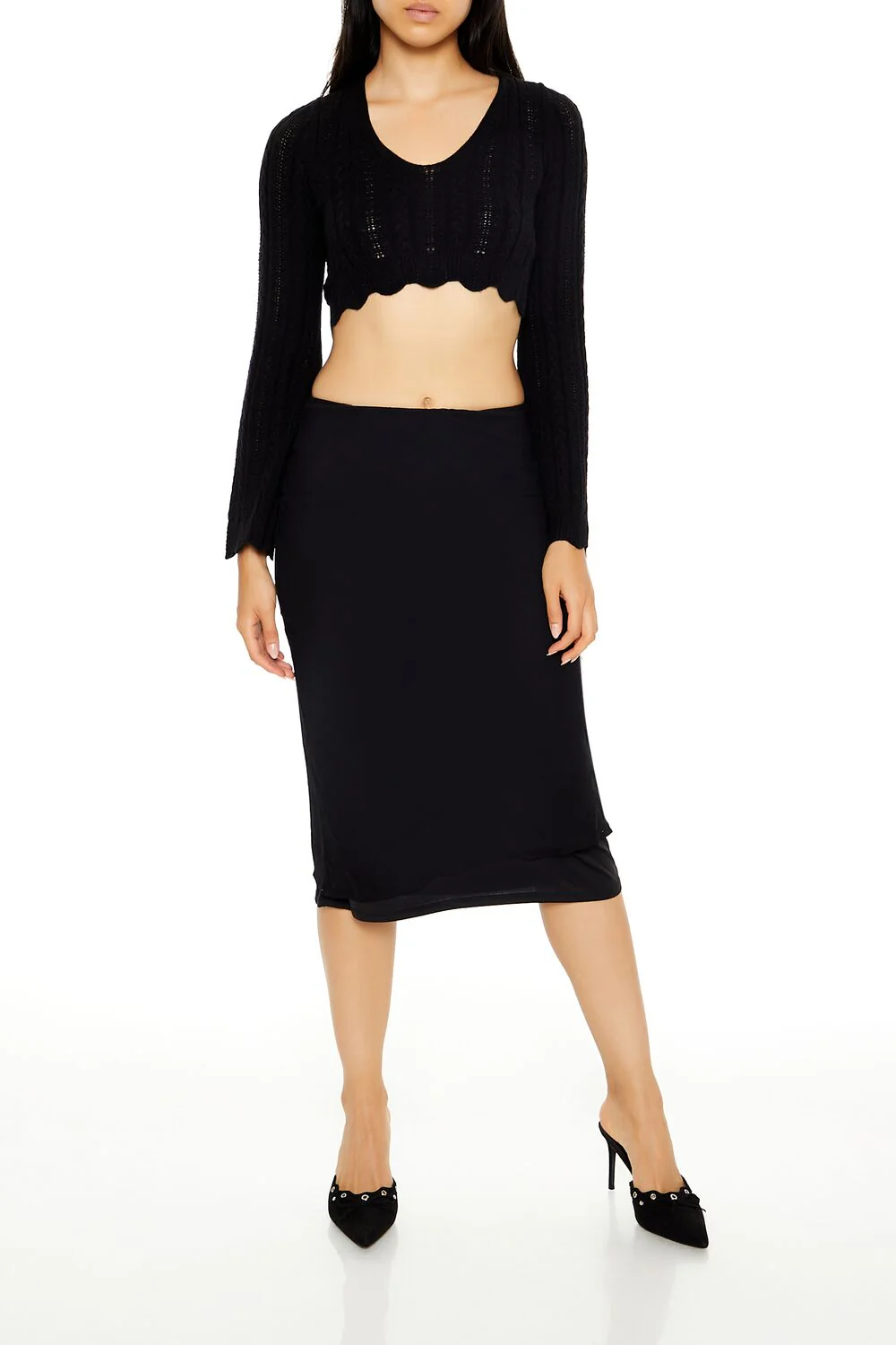 Lace-Up Cropped Sweater - Image 2