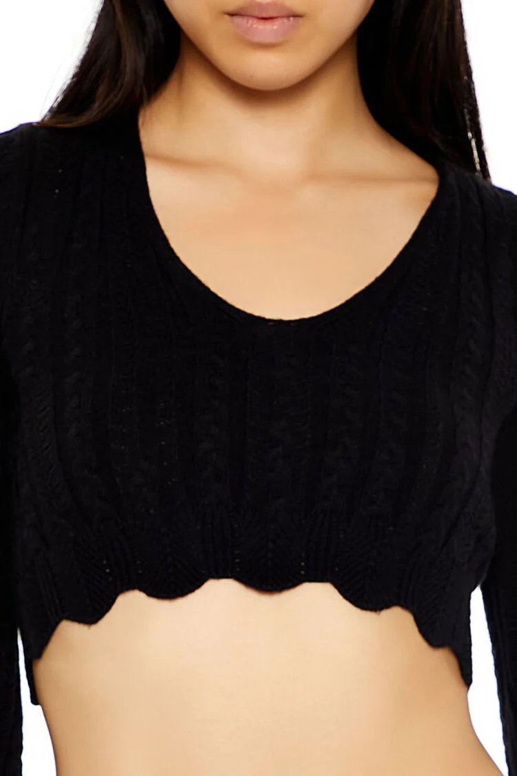 Lace-Up Cropped Sweater - Image 3