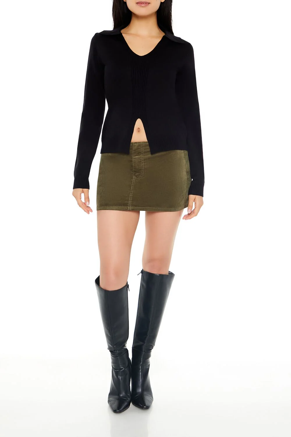 Ribbed Split-Hem Sweater - Image 2