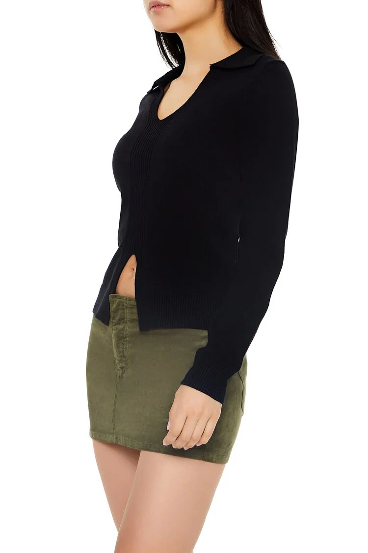 Ribbed Split-Hem Sweater - Image 4