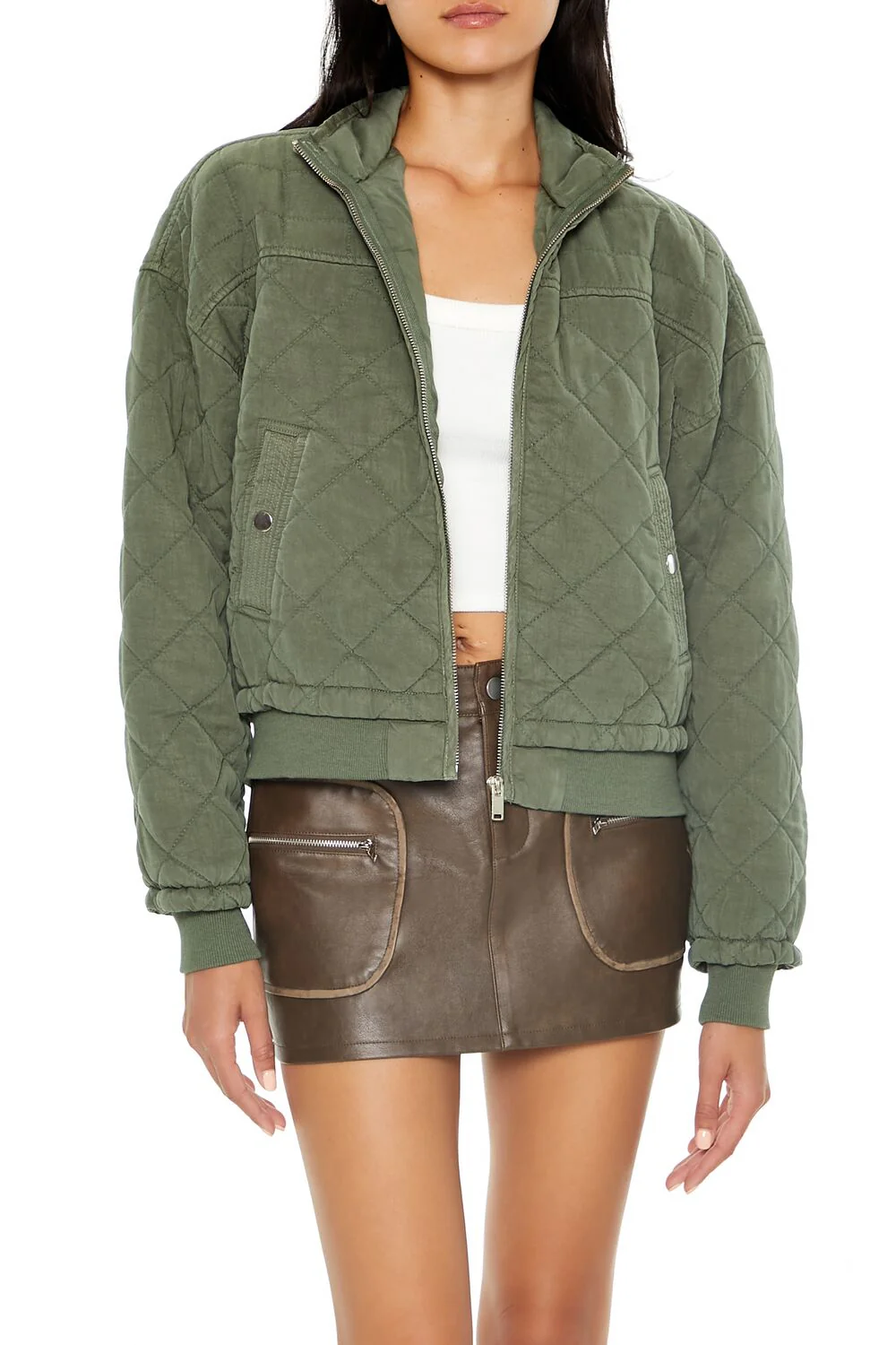 Quilted Zip-Up Bomber Jacket - Image 11