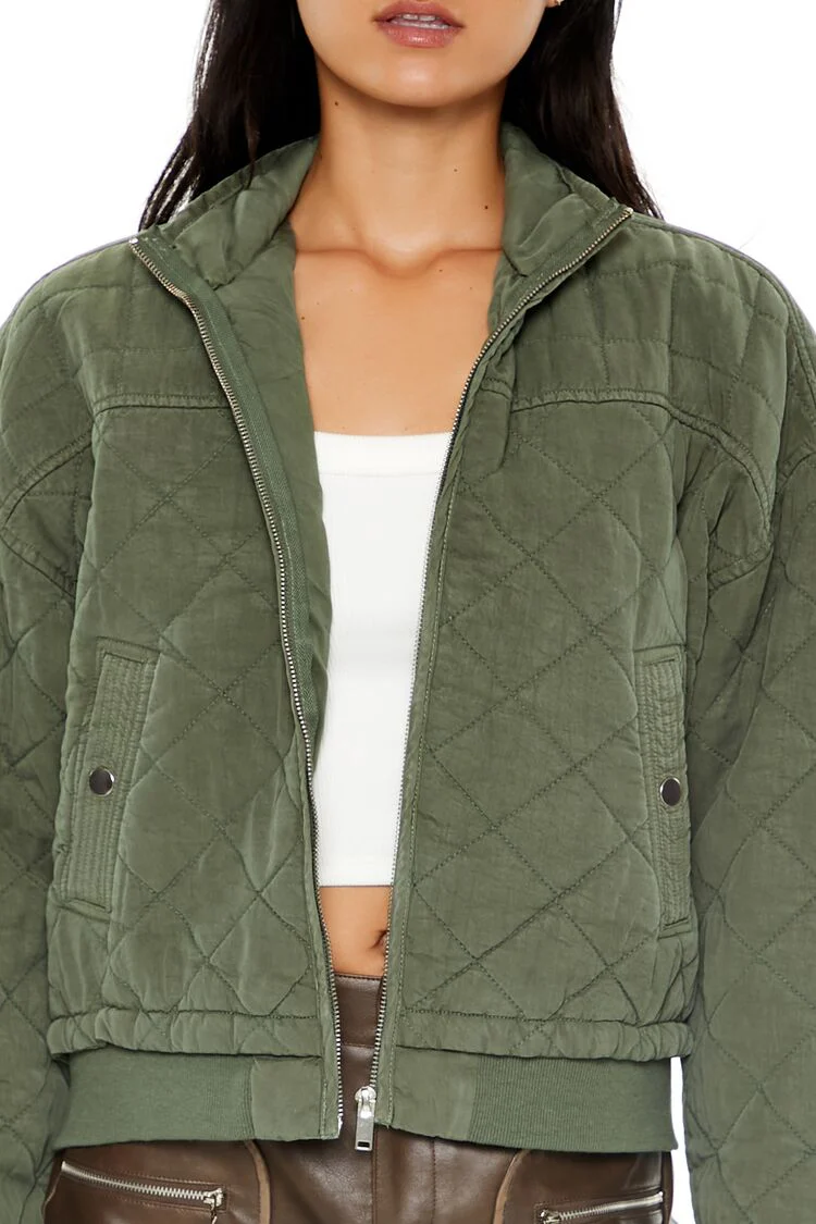 Quilted Zip-Up Bomber Jacket - Image 13