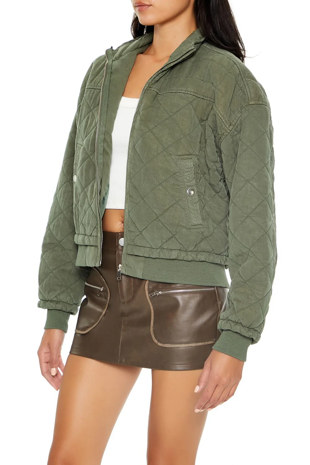 Quilted Zip-Up Bomber Jacket - Image 14