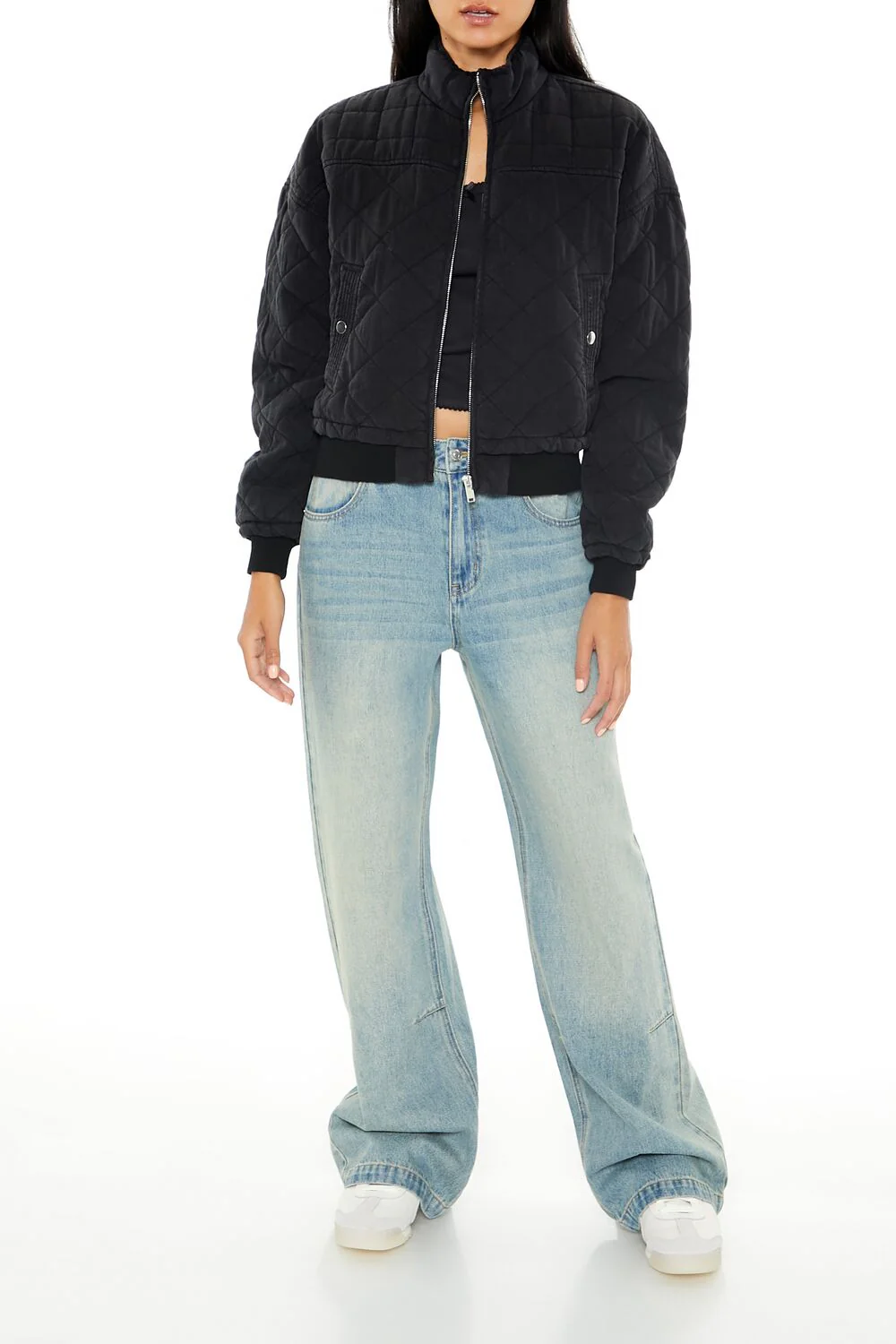 Quilted Zip-Up Bomber Jacket - Image 2
