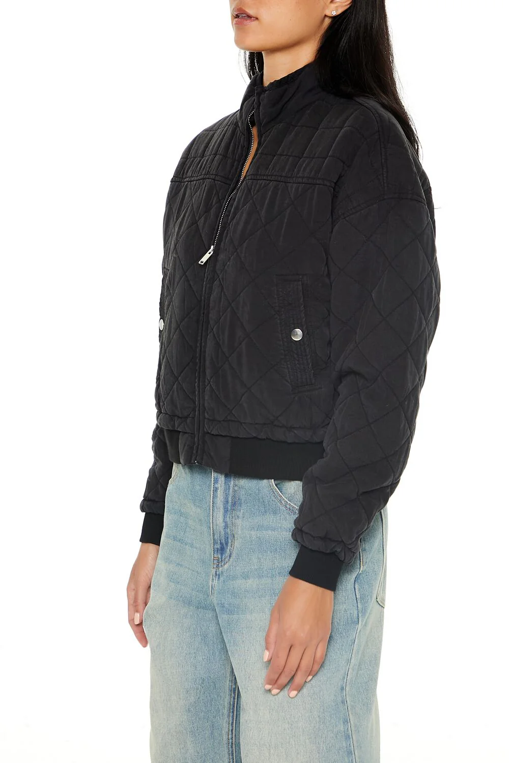 Quilted Zip-Up Bomber Jacket - Image 4