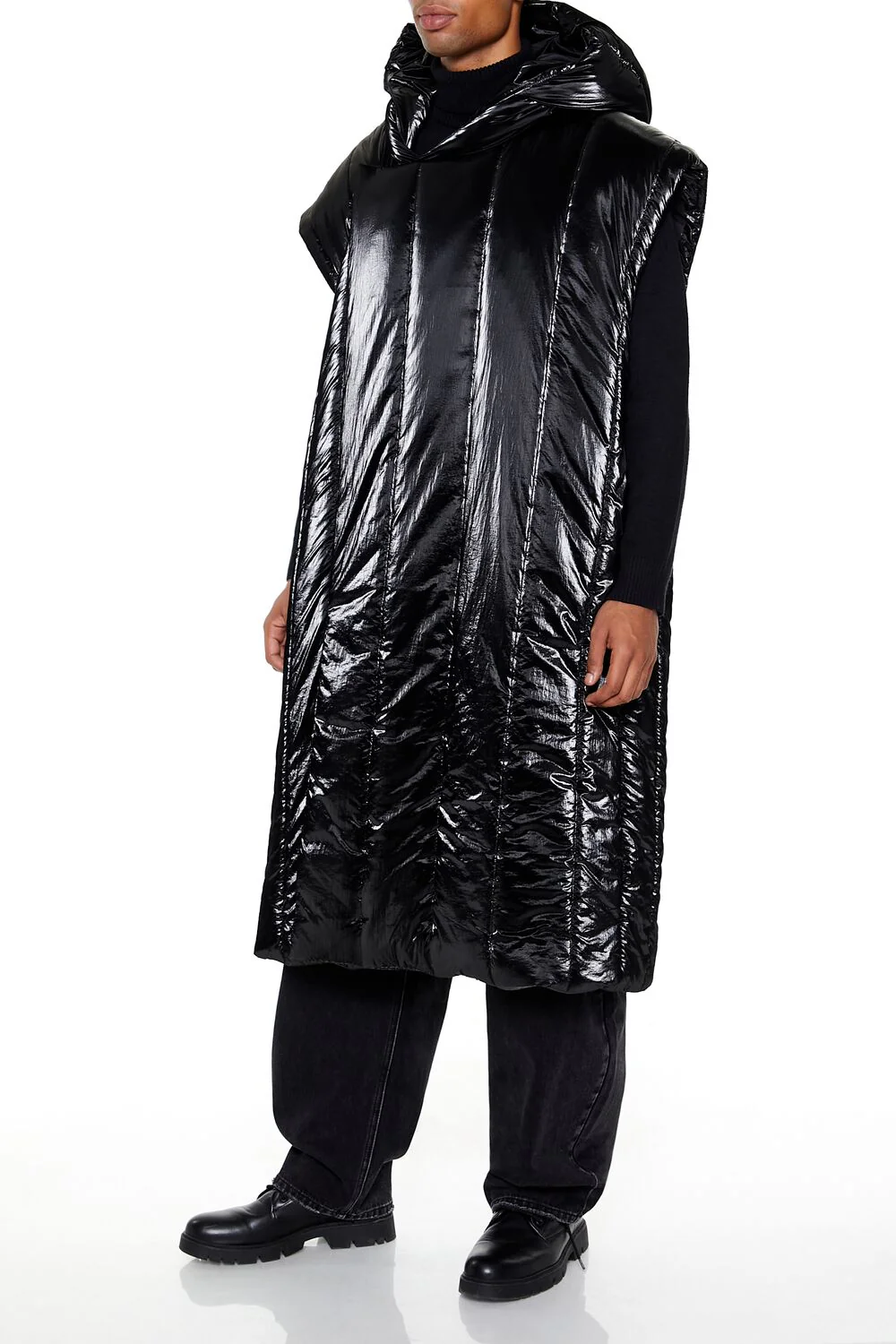 Hooded Longline Puffer Vest - Image 3