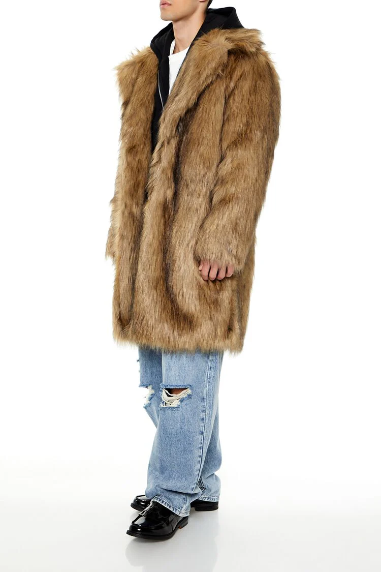 Faux Fur Longline Coat - Image 4