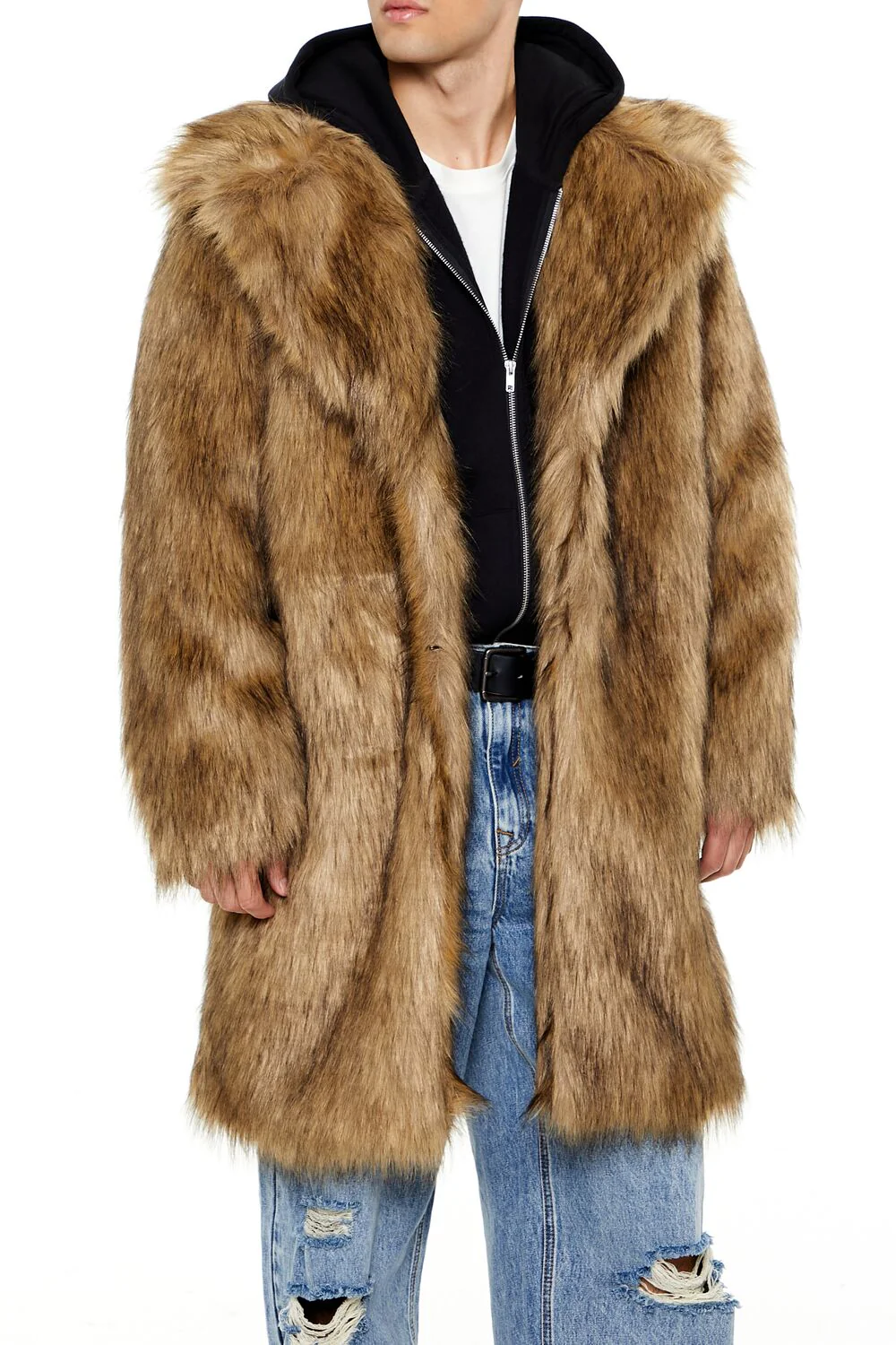 Faux Fur Longline Coat - Image 6