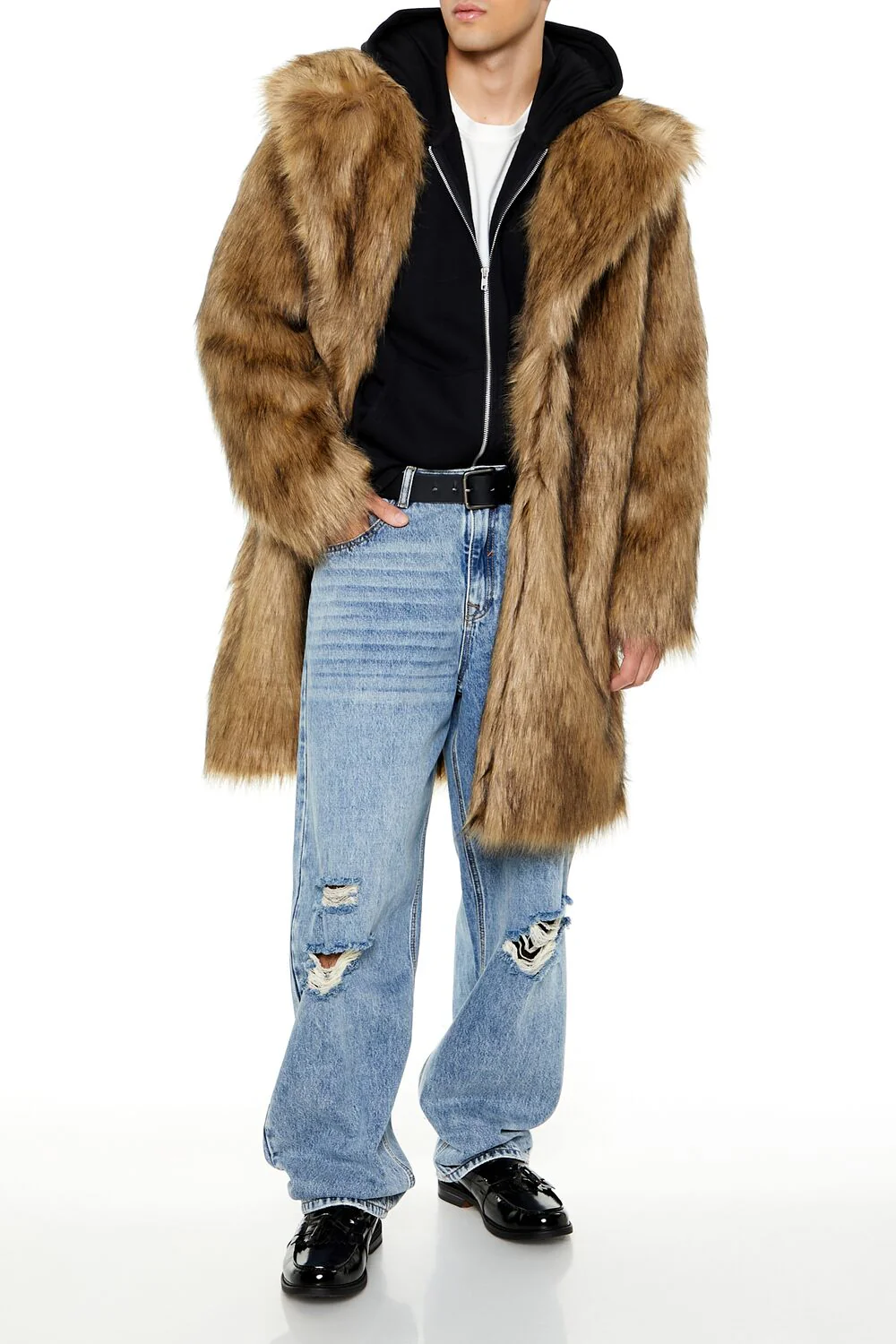Faux Fur Longline Coat - Image 7