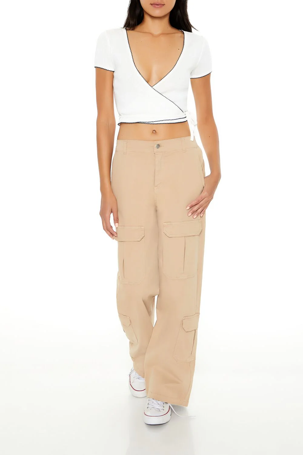 Pointelle Cropped Wrap Top - Image 7