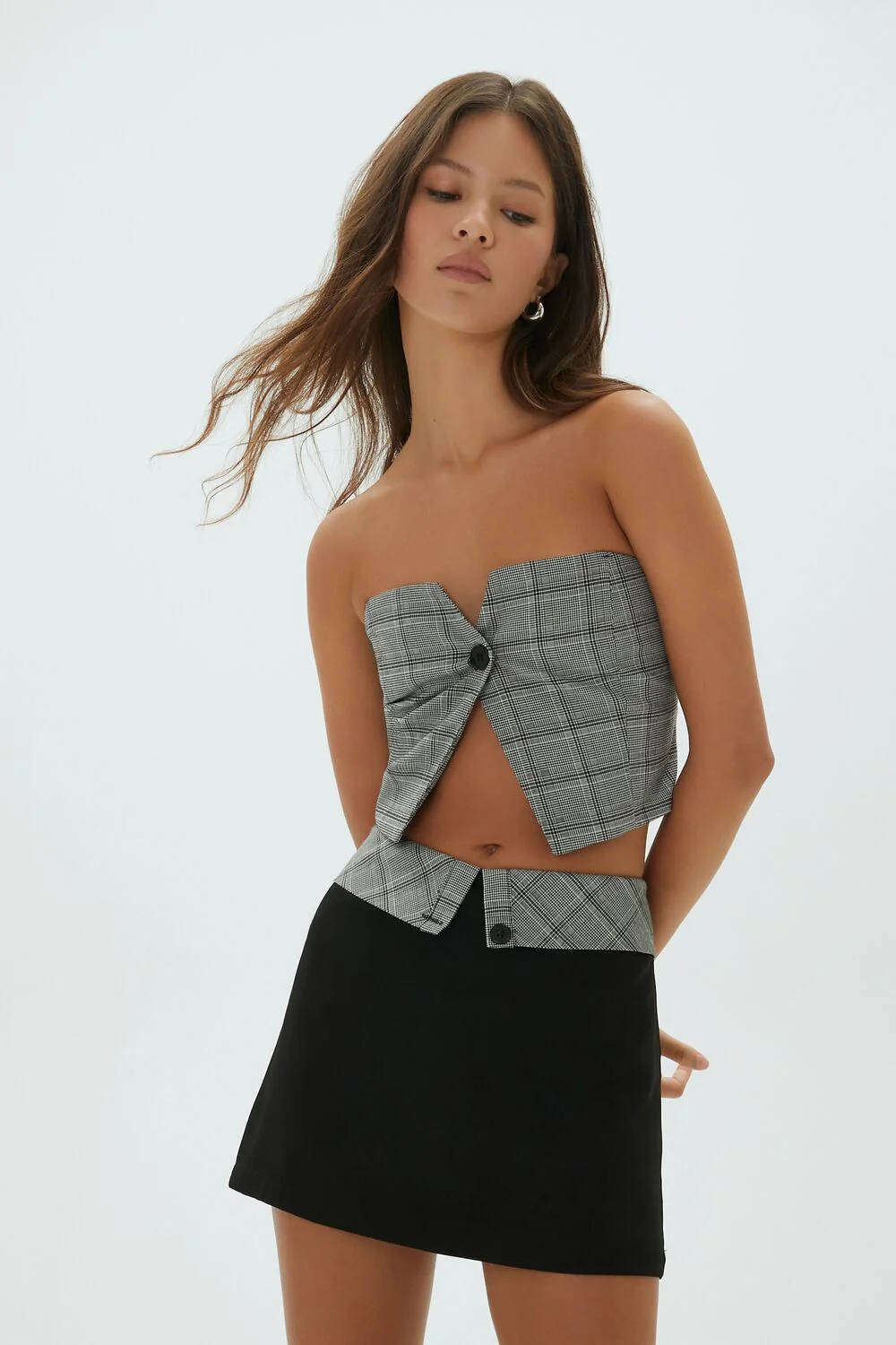 Plaid Crop Top & Mini Skirt Set - Image 3