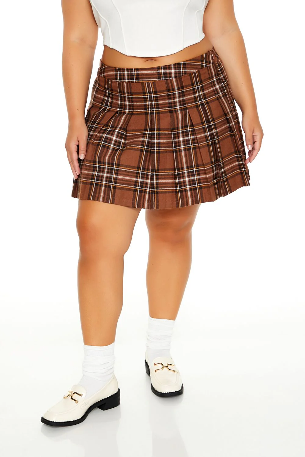 Plus Size Pleated Plaid Mini Skirt - Image 2