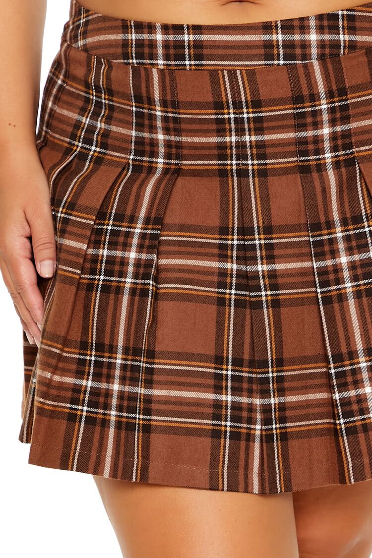 Plus Size Pleated Plaid Mini Skirt - Image 5