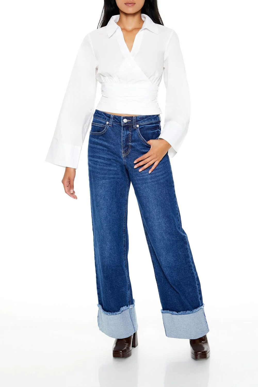 Cropped Poplin Wrap Top - Image 2