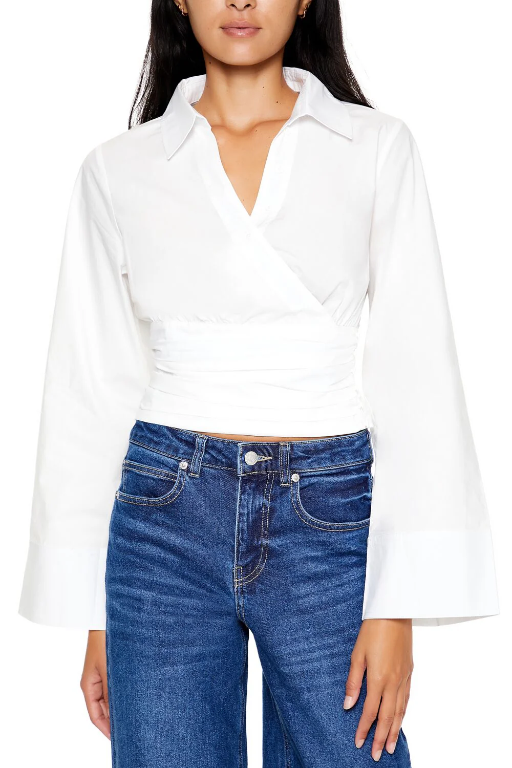 Cropped Poplin Wrap Top - Image 3