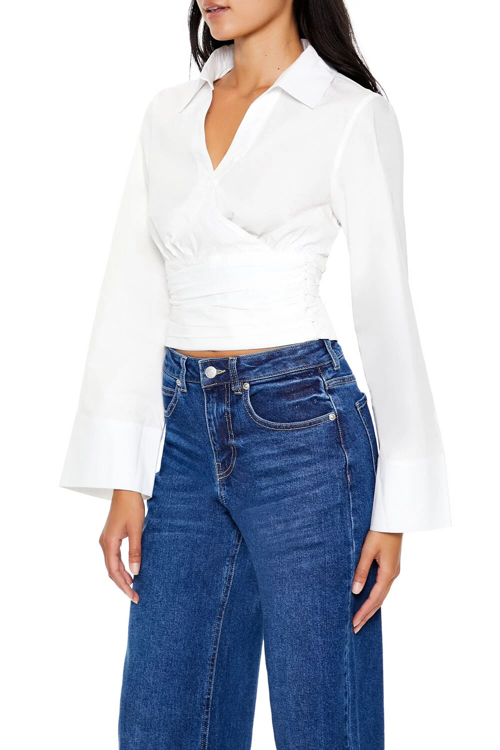 Cropped Poplin Wrap Top - Image 4
