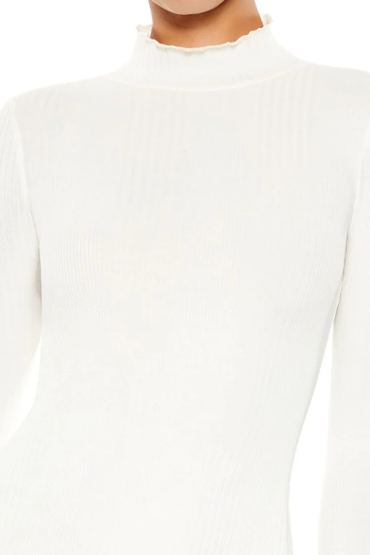 Ribbed Knit Mock Neck Mini Dress - Image 5