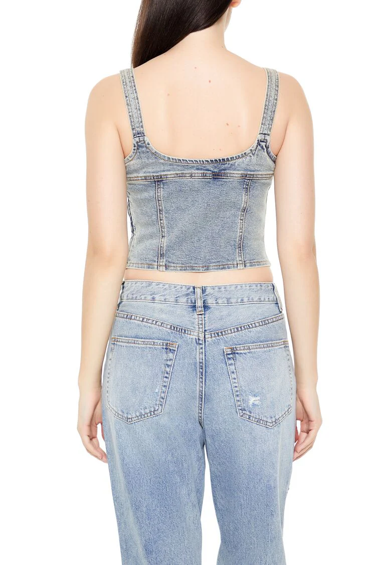 Studded Denim Crop Top - Image 5