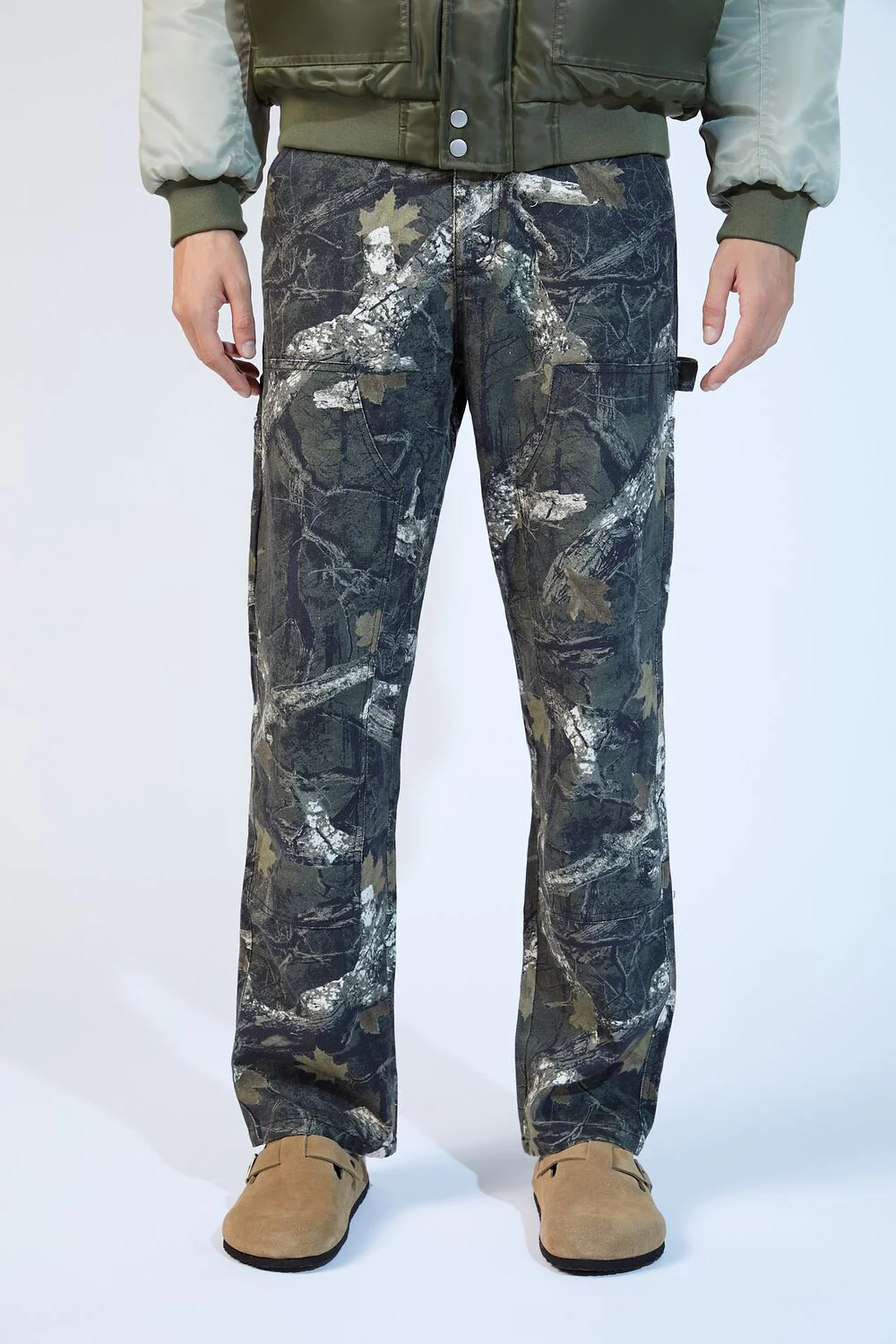 Leaf Print Mid-Rise Straight Pants - Image 2