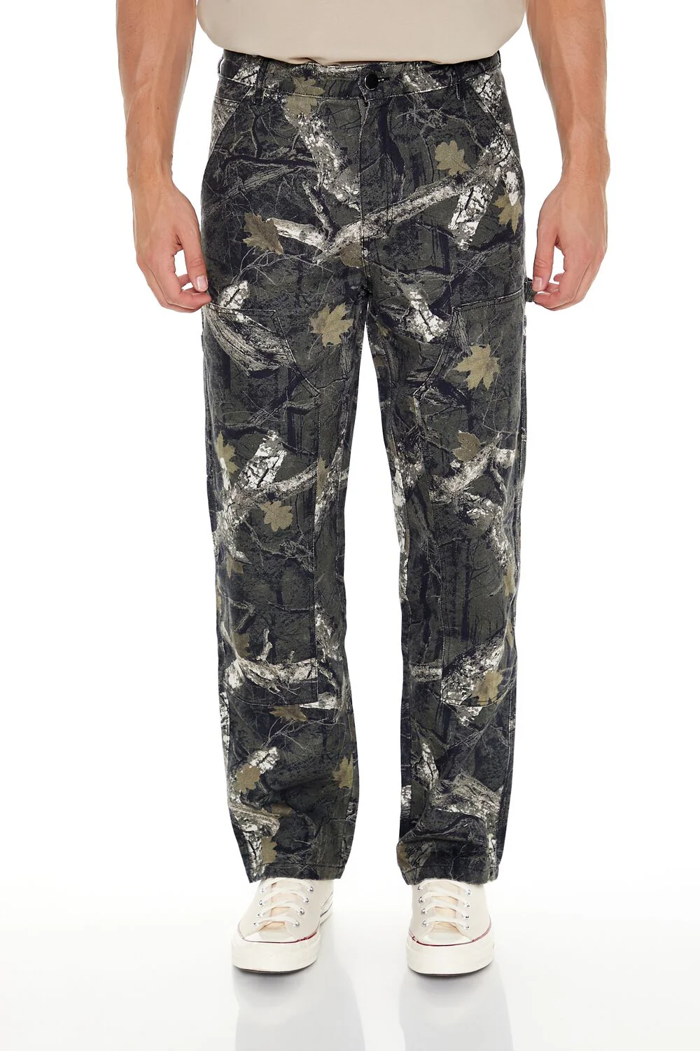 Leaf Print Mid-Rise Straight Pants - Image 6