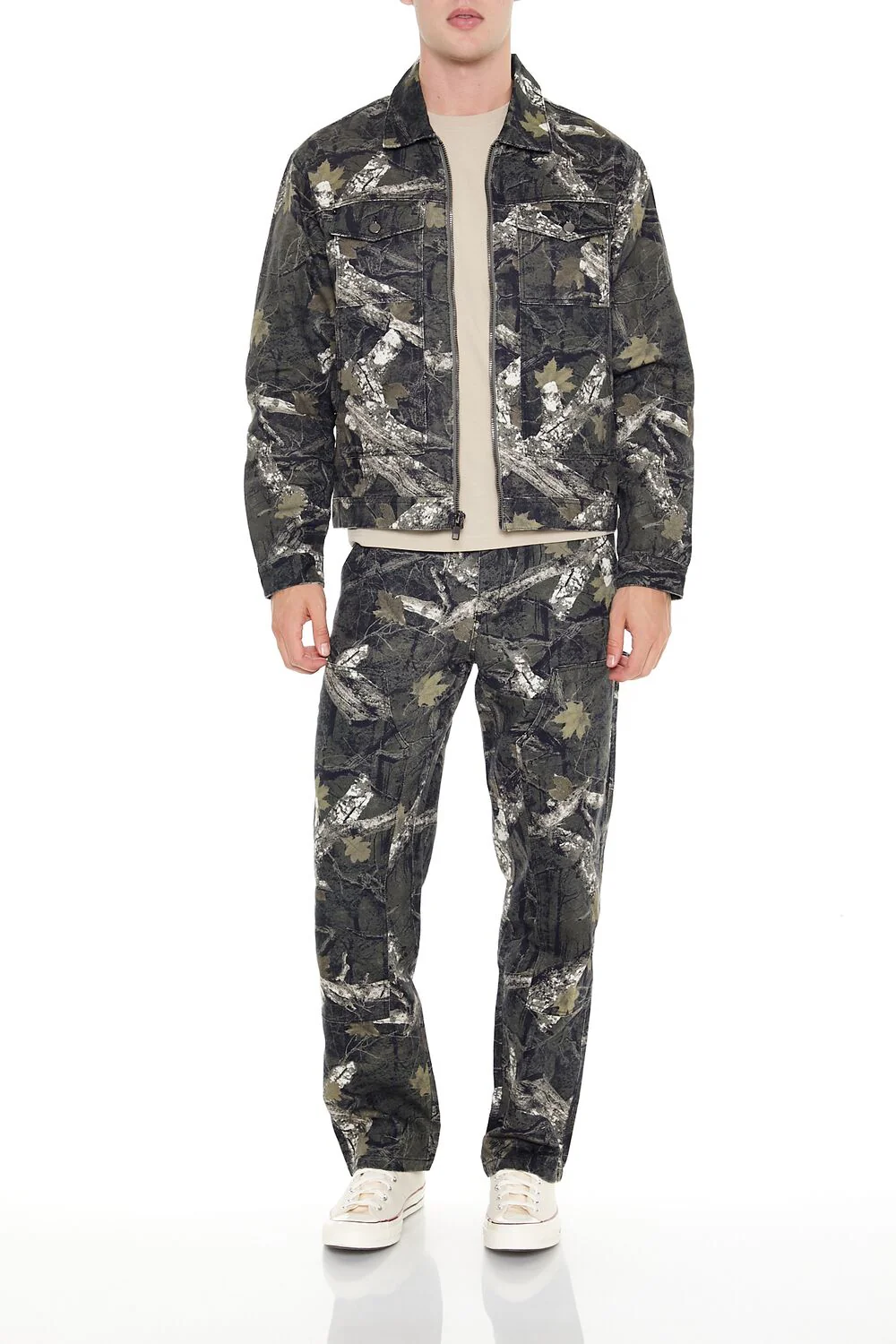 Leaf Print Mid-Rise Straight Pants - Image 7