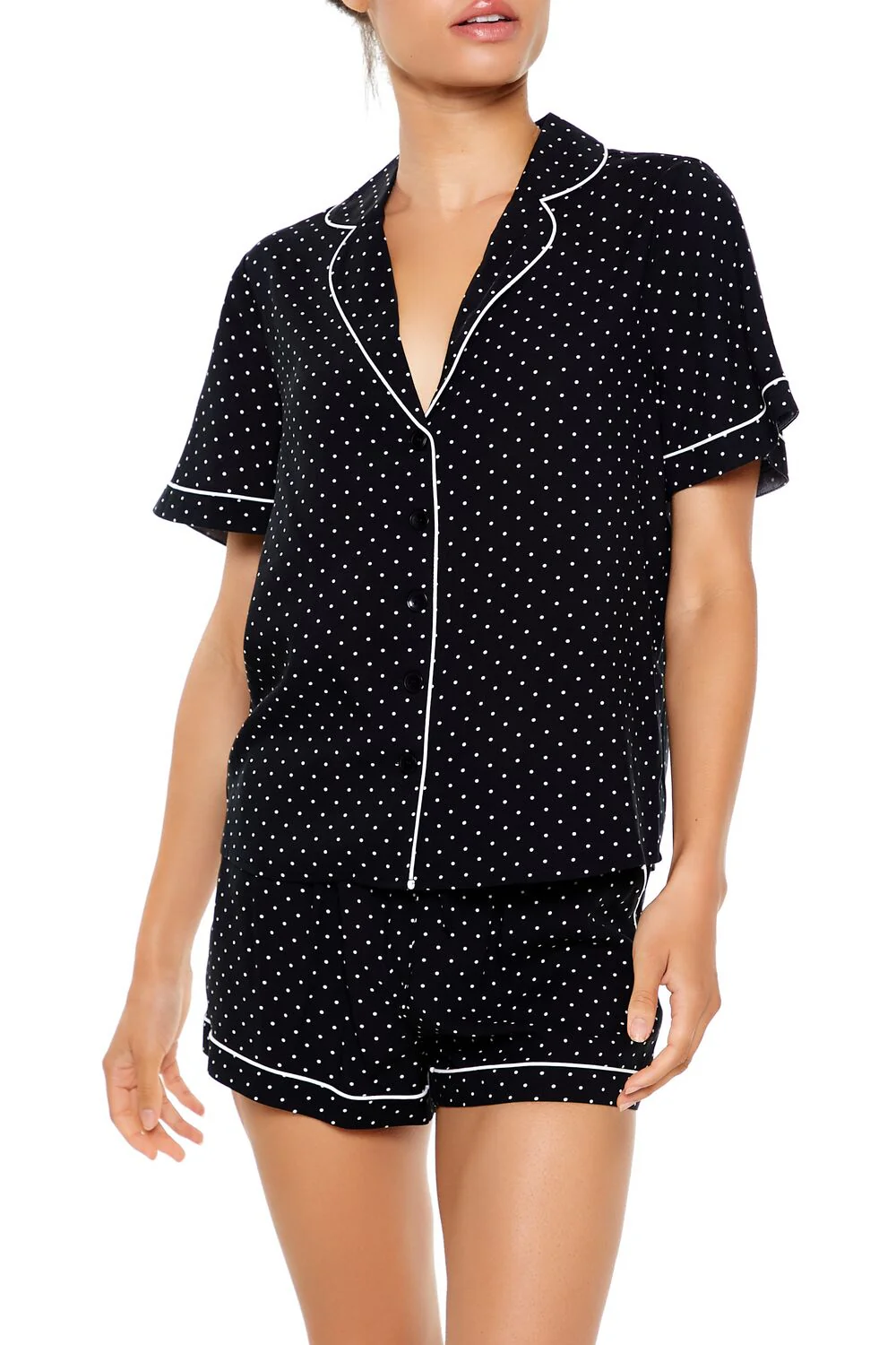 Pin Dot Shirt & Shorts Pajama Set - Image 2